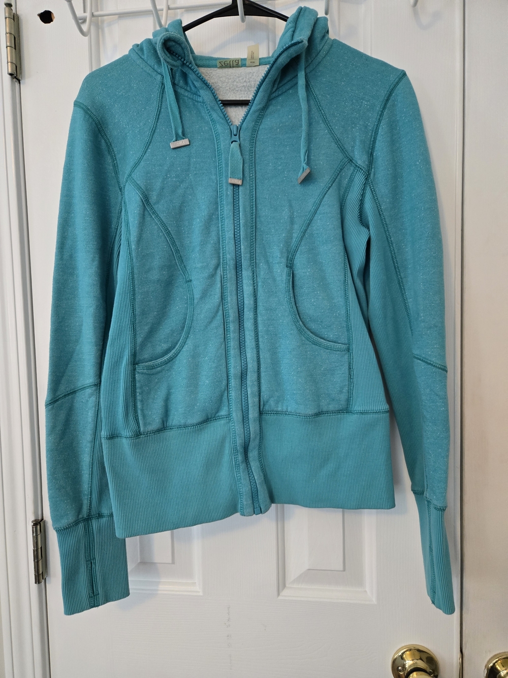 Zella Nordstrom's Women’s Teal Zip-Up Hoodie Hood Pockets Size M